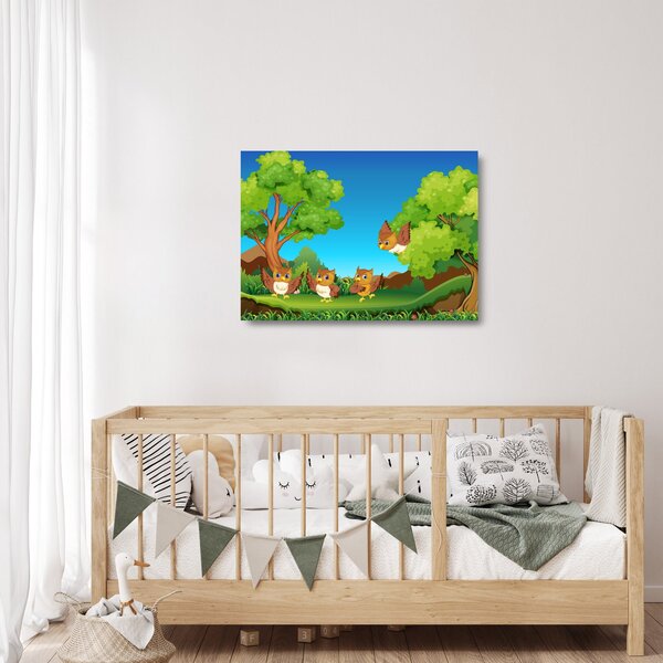 Kép - vidám baglyok (üvegen) (70x50 cm)