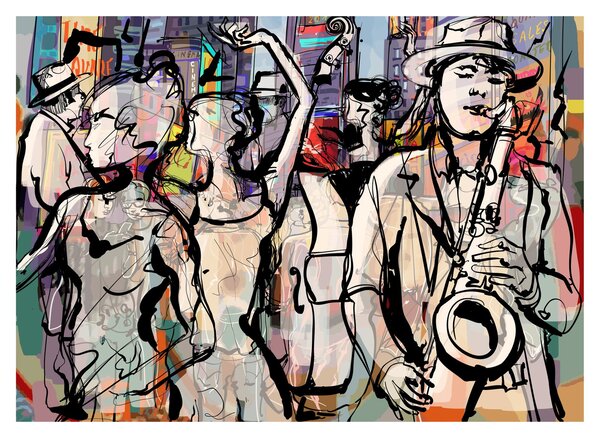 Kép - Jazz éjszaka (üvegen) (70x50 cm)