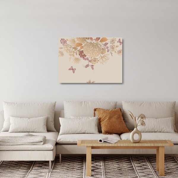 Kép - szüret virágok és pillangók (üvegen) (70x50 cm)
