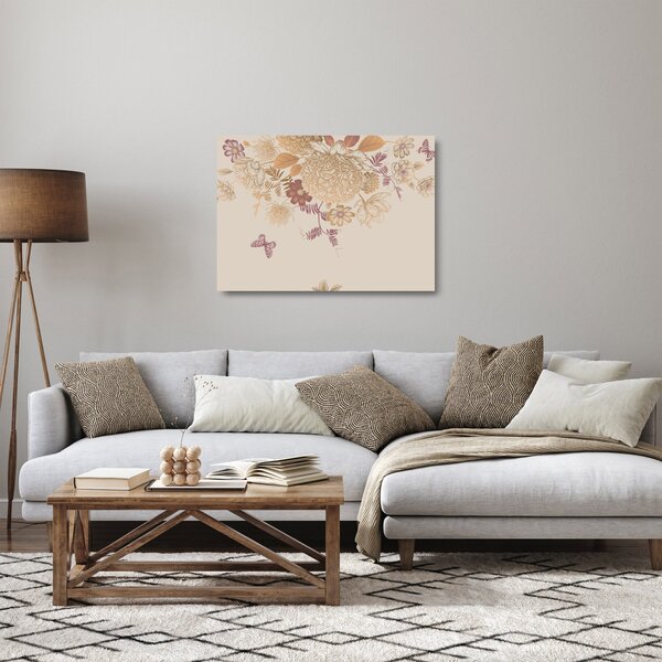 Kép - szüret virágok és pillangók (üvegen) (70x50 cm)