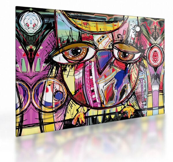 Kép - utca, művészet - bagoly (üvegen) (70x50 cm)