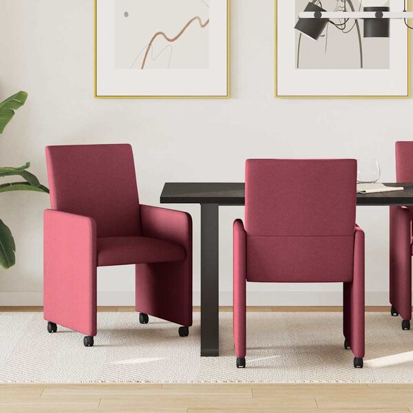 Kerekes Étkező Székek 2 pcs bordó 57 x 66 x 94 cm szövet