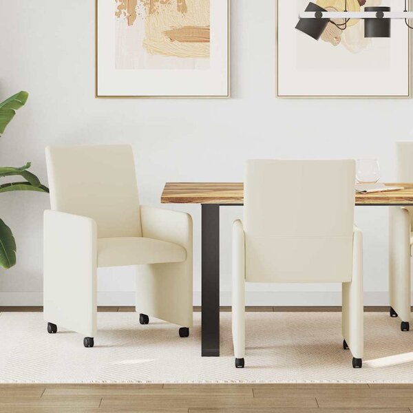 Kerekes Étkező Székek 2 pcs Krém 57 x 66 x 94 cm Műbőr