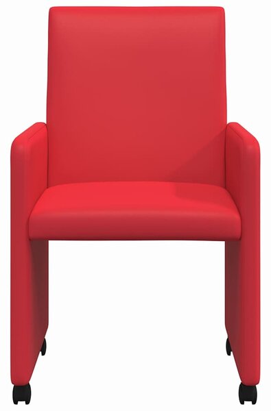 Kerekes Étkező Székek 2 pcs Piros 57 x 66 x 94 cm Műbőr