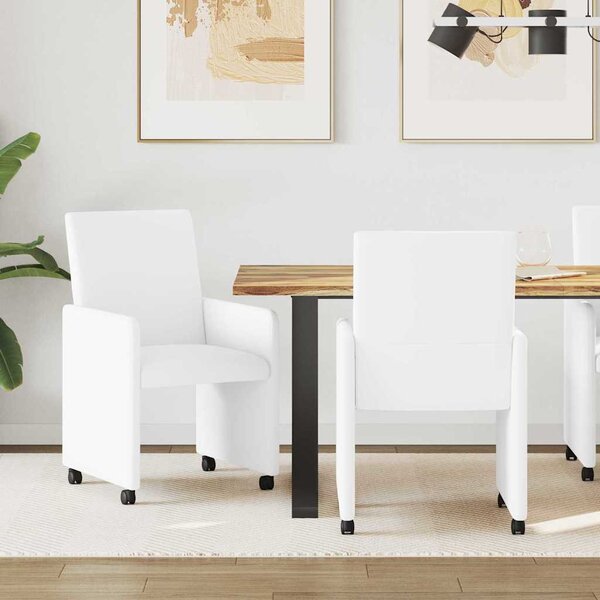 Kerekes Étkező Székek 2 pcs Fehér 57 x 66 x 94 cm Műbőr