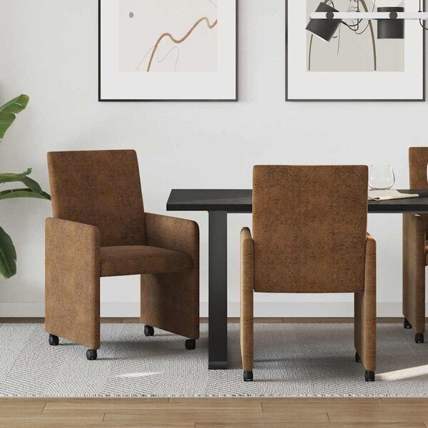VidaXL Kerekes Étkező Székek 2 pcs Barna 57 x 66 x 94 cm Műbőr velúr