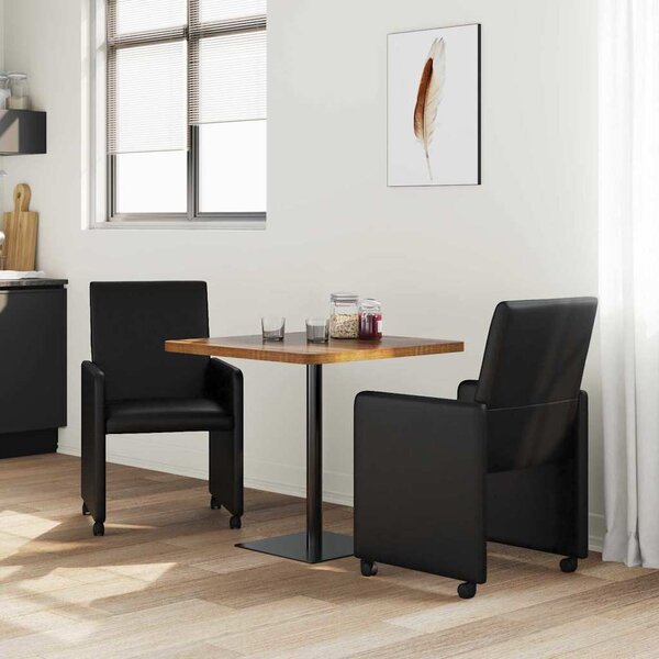 Kerekes Étkező Székek 2 pcs Fekete 57 x 66 x 94 cm Műbőr