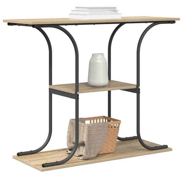 Konzolasztal polcokkal sonoma tölgy 101 x 35 x 80.5 cm Faanyag