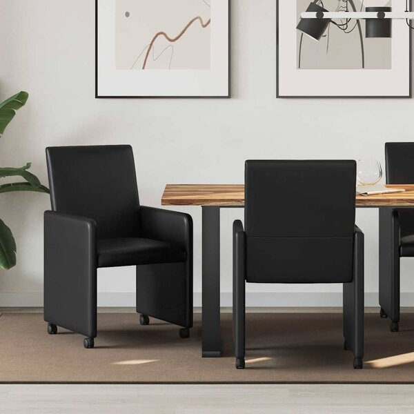 Kerekes Étkező Székek 2 pcs Fekete 57 x 66 x 94 cm Műbőr