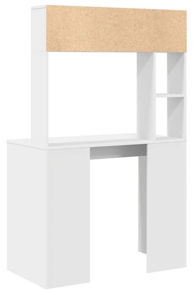 Asztal polcokkal tárolóval Fehér 91 x 50 x 149 cm Faanyag
