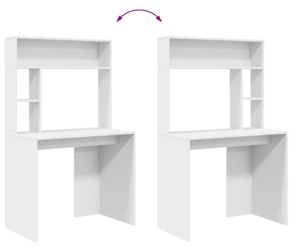 Asztal polcokkal tárolóval Fehér 91 x 50 x 149 cm Faanyag