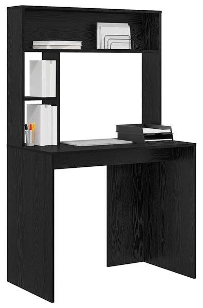 Asztal polcokkal tárolóval Musta tammi 91 x 50 x 149 cm Faanyag