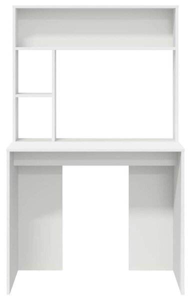 Asztal polcokkal tárolóval Fehér 91 x 50 x 149 cm Faanyag