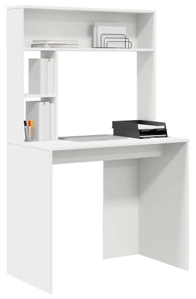 Asztal polcokkal tárolóval Fehér 91 x 50 x 149 cm Faanyag