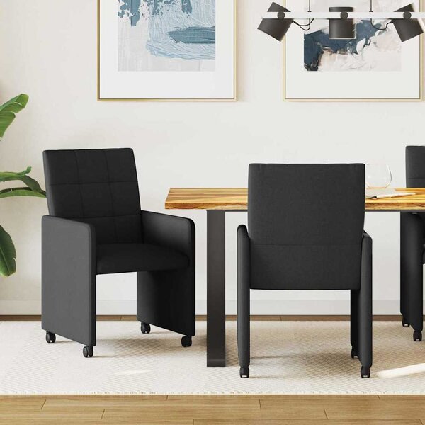 VidaXL Kerekes Étkező Székek 2 pcs Fekete 58 x 65 x 94 cm szövet