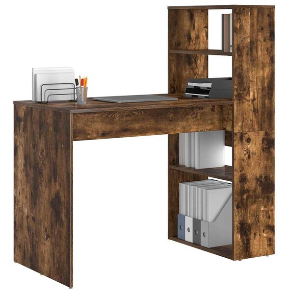 Asztal polcokkal Füstölt tölgy 113 x 54 x 120 cm Faanyag