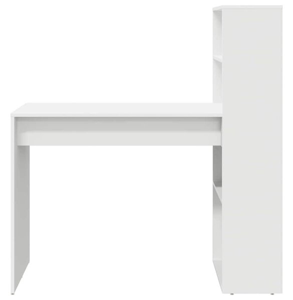 Asztal polcokkal tárolóval Fehér 113 x 54 x 120 cm Faanyag