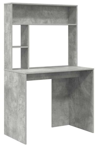 Asztal polcokkal Beton szürke 91 x 50 x 149 cm Faanyag
