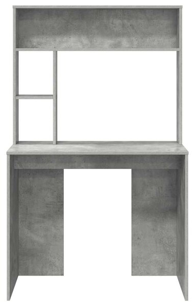 Asztal polcokkal Beton szürke 91 x 50 x 149 cm Faanyag