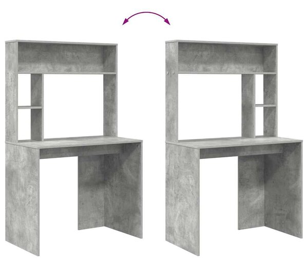 Asztal polcokkal Beton szürke 91 x 50 x 149 cm Faanyag