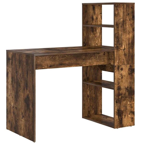 Asztal polcokkal Füstölt tölgy 113 x 54 x 120 cm Faanyag