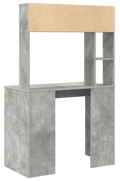 Asztal polcokkal Beton szürke 91 x 50 x 149 cm Faanyag