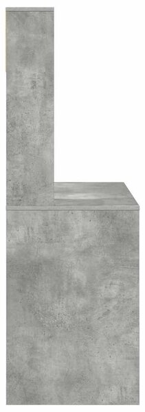 Asztal polcokkal Beton szürke 91 x 50 x 149 cm Faanyag