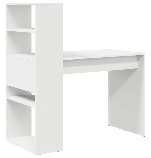 Asztal polcokkal tárolóval Fehér 113 x 54 x 120 cm Faanyag
