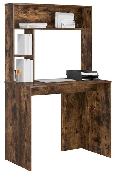 Asztal polcokkal Füstölt tölgy 91 x 50 x 149 cm Faanyag