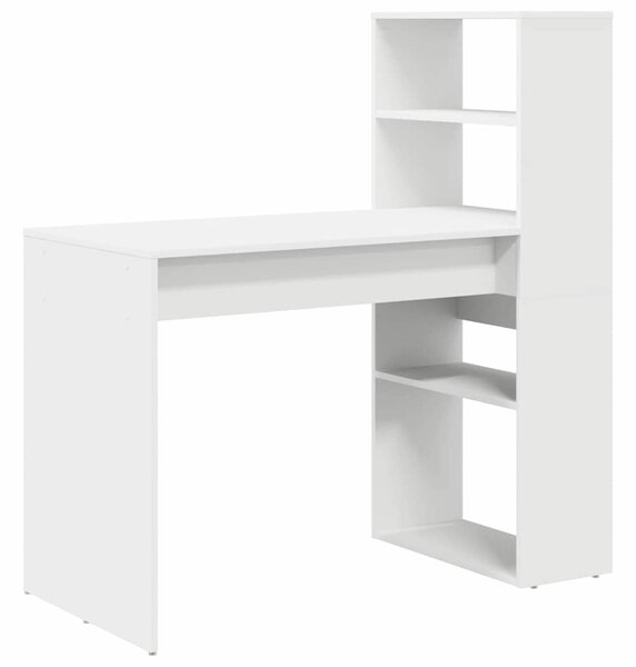Asztal polcokkal tárolóval Fehér 113 x 54 x 120 cm Faanyag