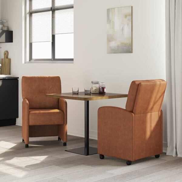 Kerekes Étkező Székek 2 pcs Barna 57 x 67 x 95 cm Műbőr