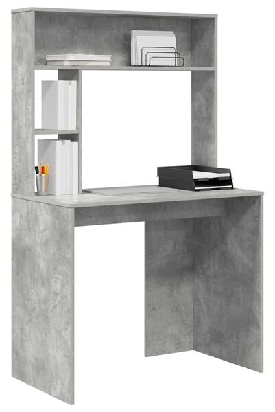Asztal polcokkal Beton szürke 91 x 50 x 149 cm Faanyag