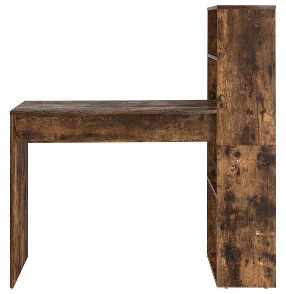 Asztal polcokkal Füstölt tölgy 113 x 54 x 120 cm Faanyag