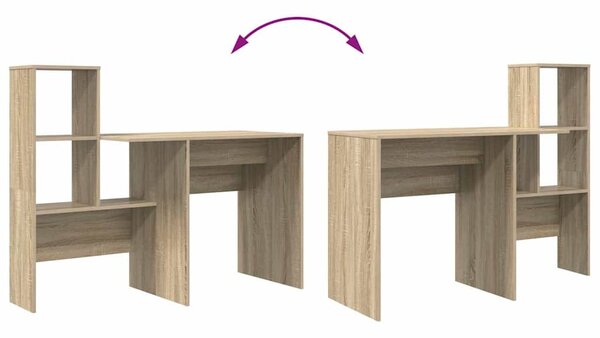 Asztal polcokkal sonoma tölgy 131.5 x 50 x 106.5 cm Faanyag
