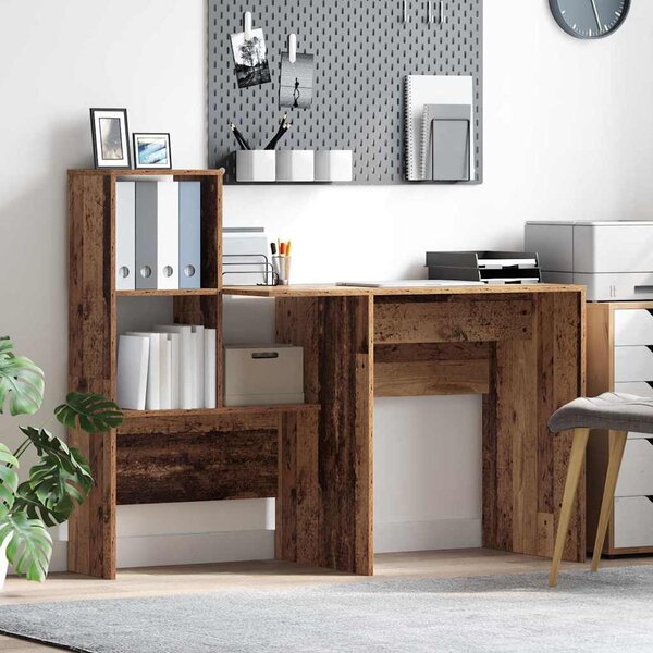 Asztal polcokkal Régi fa 131.5 x 50 x 106.5 cm Faanyag