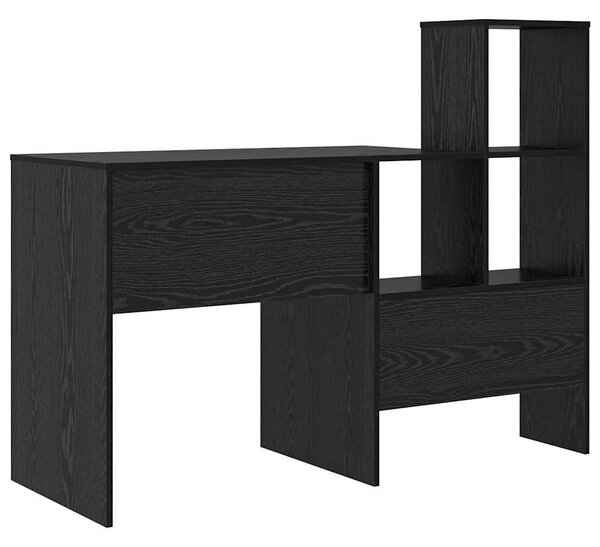 Asztal polcokkal Musta tammi 131.5 x 50 x 106.5 cm Faanyag