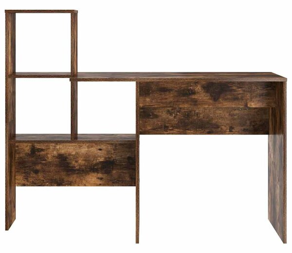 Asztal polcokkal Füstölt tölgy 131.5 x 50 x 106.5 cm Faanyag
