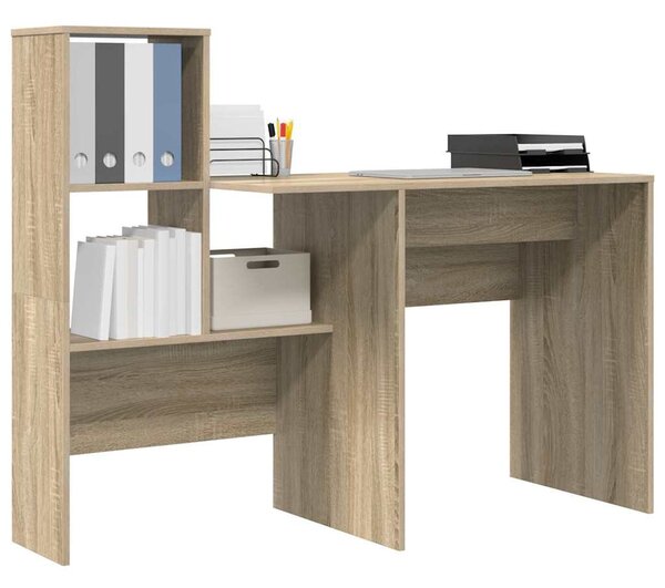 Asztal polcokkal sonoma tölgy 131.5 x 50 x 106.5 cm Faanyag