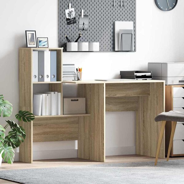 Asztal polcokkal sonoma tölgy 131.5 x 50 x 106.5 cm Faanyag