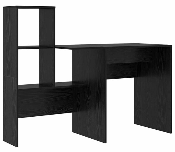Asztal polcokkal Musta tammi 131.5 x 50 x 106.5 cm Faanyag