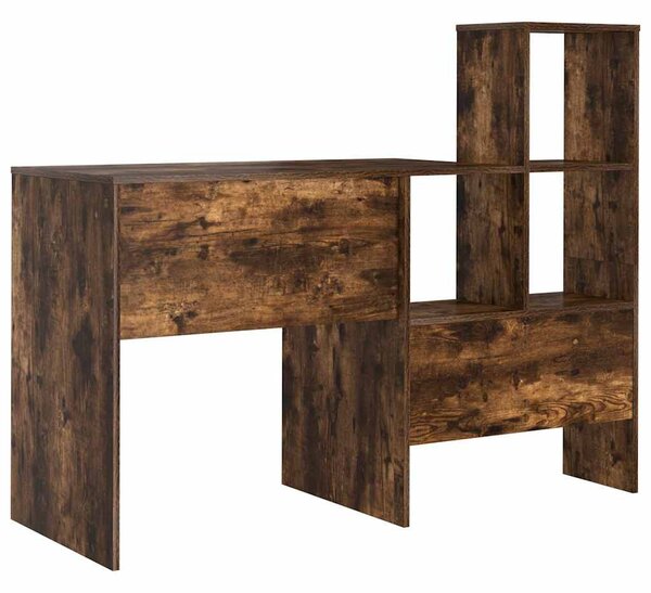 Asztal polcokkal Füstölt tölgy 131.5 x 50 x 106.5 cm Faanyag