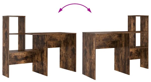 Asztal polcokkal Füstölt tölgy 131.5 x 50 x 106.5 cm Faanyag