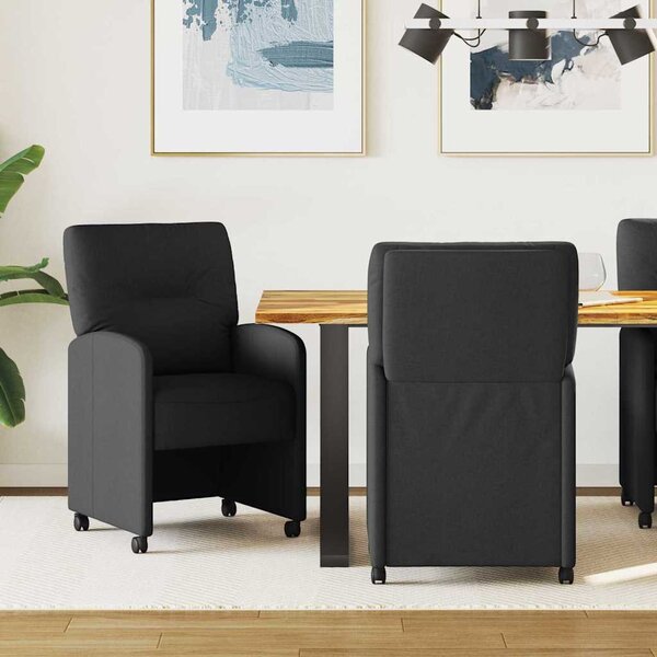 VidaXL Kerekes Étkező Székek 2 pcs Fekete 57 x 67 x 95 cm szövet