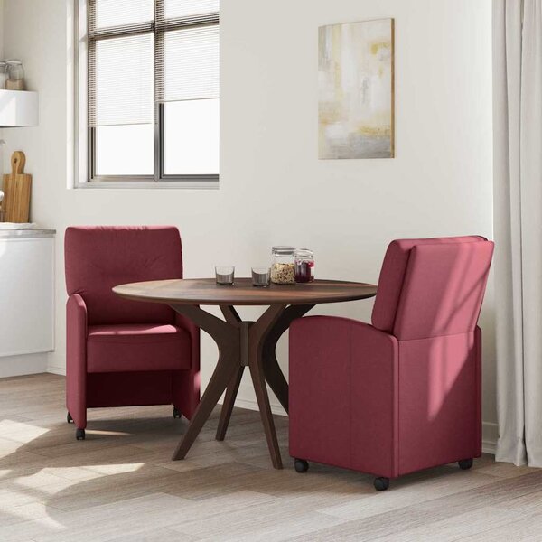 Kerekes Étkező Székek 2 pcs bordó 57 x 67 x 95 cm szövet