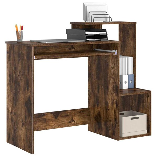 Asztal polcokkal Füstölt tölgy 106 x 40 x 88,5 cm Faanyag