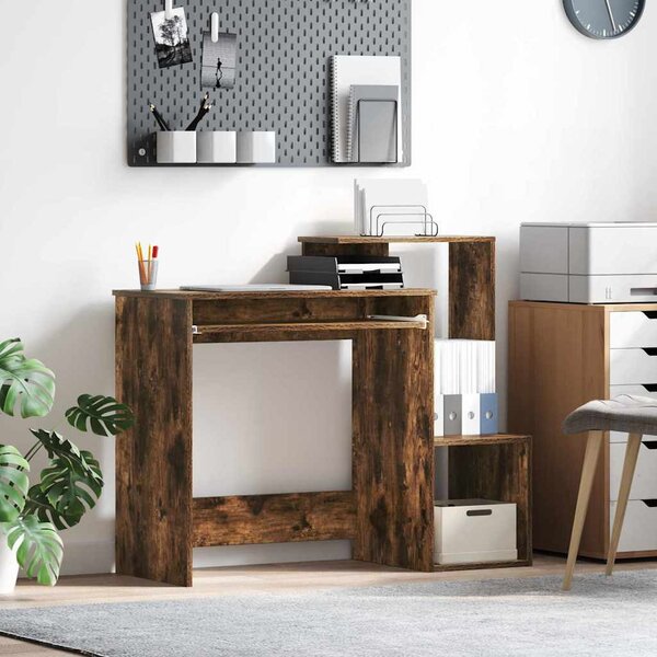 Asztal polcokkal Füstölt tölgy 106 x 40 x 88,5 cm Faanyag