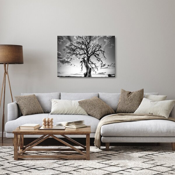 Kép - fekete fehér fa (üvegen) (70x50 cm)