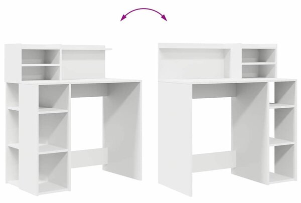 Íróasztal tárolóval polcokkal Fehér 90 x 48 x 101.5 cm Faanyag