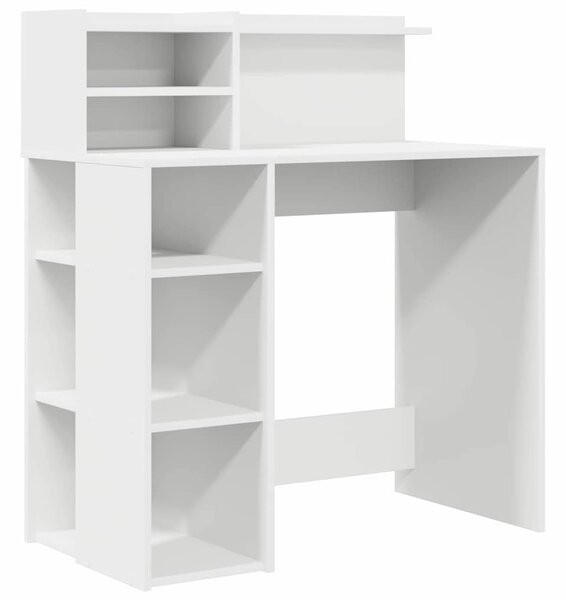 Íróasztal tárolóval polcokkal Fehér 90 x 48 x 101.5 cm Faanyag
