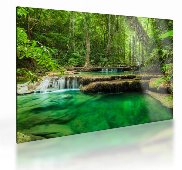 Kép - Erawan vízesés Kanchanaburiban, Thaiföldön (üvegen) (70x50 cm)